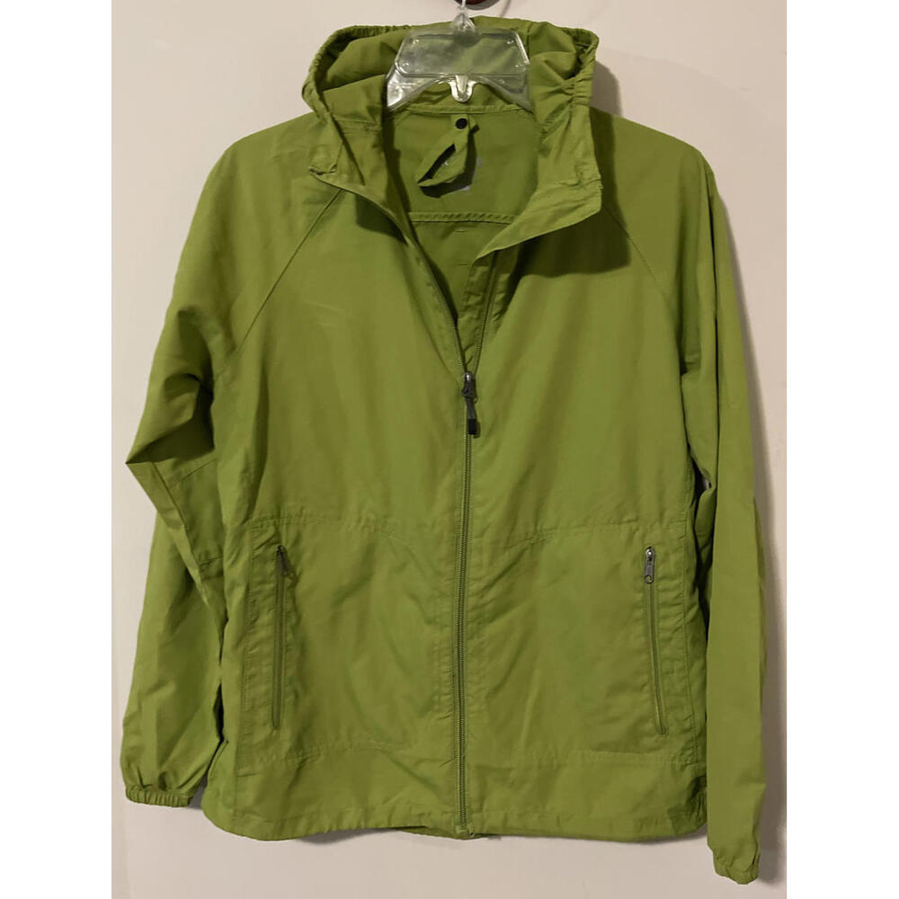 Elevate Womens Small Lime Green Full Zip Hooded Windbreaker Jacket! A3294